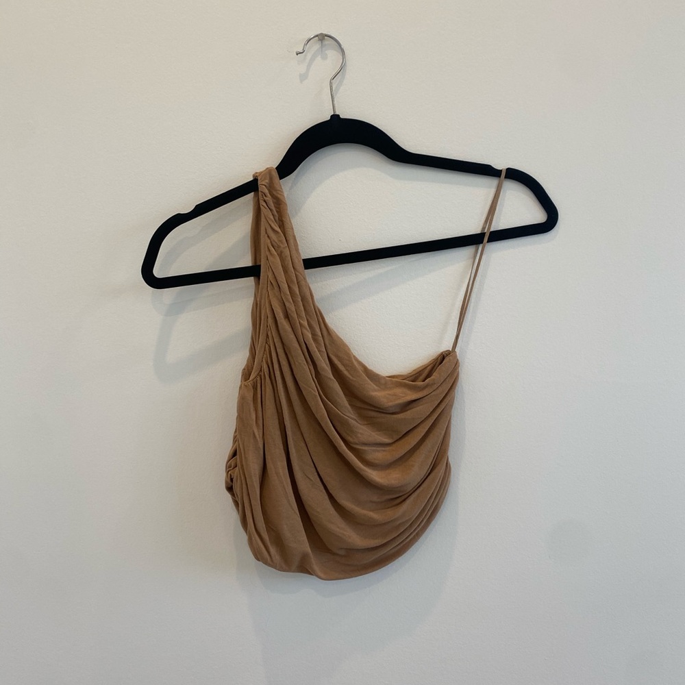Brown Free People One Shoulder Top